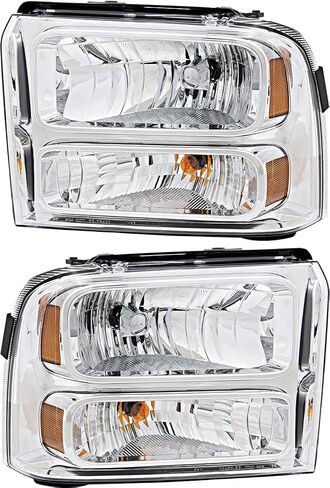 لفورد F250 F350 F450 F550 2004 2005 2006 2007 المصابيح الأمامية مجموعة الهالوجين تقليم الكروم سائق وجانب الركاب in Saudi Arabia
