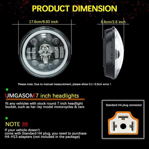 1Pair RGB Skull Led Headlights with 4 Skull Patterns and Amber Halo Turn Signals 7 Inch Headlamps Compatible with Wrang-ler JK TJ LJ CJ Hummer H1 H2 H6024 Truck in Saudi Arabia