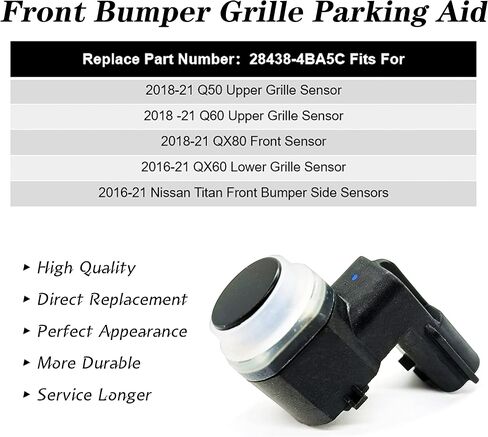 Rldym Front Bumper Side Sensors Fits for Nissan Titan 2016-2021 Upper Grille Sensor 2018-2021 Q50 Q60 QX60 QX80 28438-4BA5C in Saudi Arabia