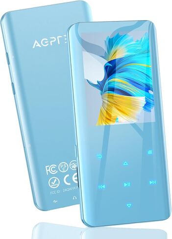 AGPTEK 64GB MP3 Player with Bluetooth, A19 2.4" Curved Screen Music Player | Portable, Lossless Sound with FM Radio, Voice Recorder, Supports up to 128GB, Blue in Kuwait