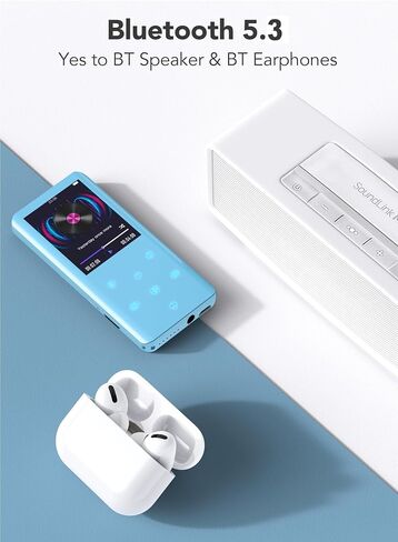 AGPTEK 64GB MP3 Player with Bluetooth, A19 2.4" Curved Screen Music Player | Portable, Lossless Sound with FM Radio, Voice Recorder, Supports up to 128GB, Blue in Kuwait