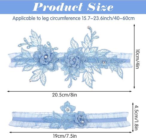2 Pcs Wedding Garters for Bride Lace Bridal Garter Set with Floral Design Leg Garter Bride Accessories in Saudi Arabia