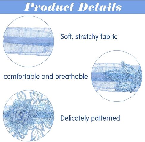 2 Pcs Wedding Garters for Bride Lace Bridal Garter Set with Floral Design Leg Garter Bride Accessories in Saudi Arabia
