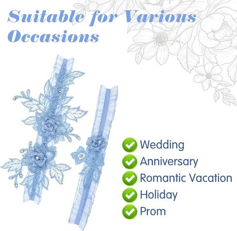 2 Pcs Wedding Garters for Bride Lace Bridal Garter Set with Floral Design Leg Garter Bride Accessories in Saudi Arabia