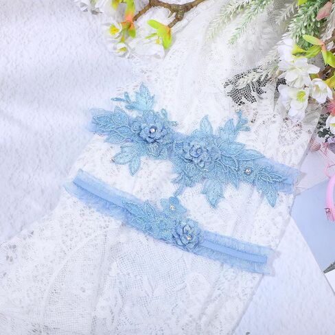 2 Pcs Wedding Garters for Bride Lace Bridal Garter Set with Floral Design Leg Garter Bride Accessories in Saudi Arabia