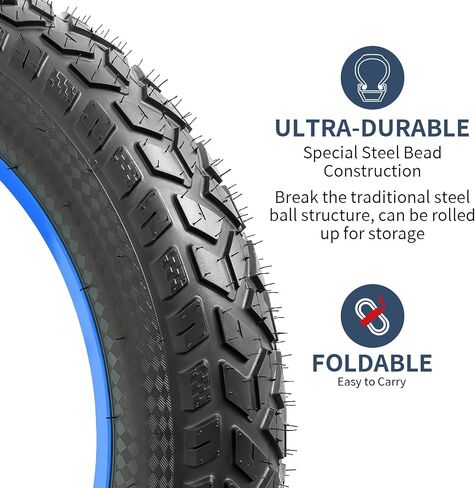 1 Pack 20" E-Bike Fat Tire 20 x 4.0 (102-406) Plus 1 Pack 20 Heavy Duty Fat Bike Tube 20x3.5/4.0 AV 33mm Valve Compatible with Most 20 x 4.0 Electric Bike/Mountain Bike Tire and Tube (Black) in Saudi Arabia