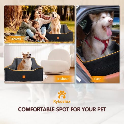 Dog Car Seat Large Medium - Sized Dog Bed for Car Pet Car Seat for Dogs Under 70 Lb,Safety Memory Foam Dog Booster Car Seat 2 Cushions,Washable Large Dog Bed Car Seat Dog Seat for Car Backseat,Orange in Saudi Arabia