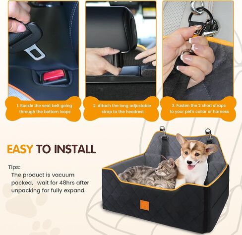 Dog Car Seat Large Medium - Sized Dog Bed for Car Pet Car Seat for Dogs Under 70 Lb,Safety Memory Foam Dog Booster Car Seat 2 Cushions,Washable Large Dog Bed Car Seat Dog Seat for Car Backseat,Orange in Saudi Arabia