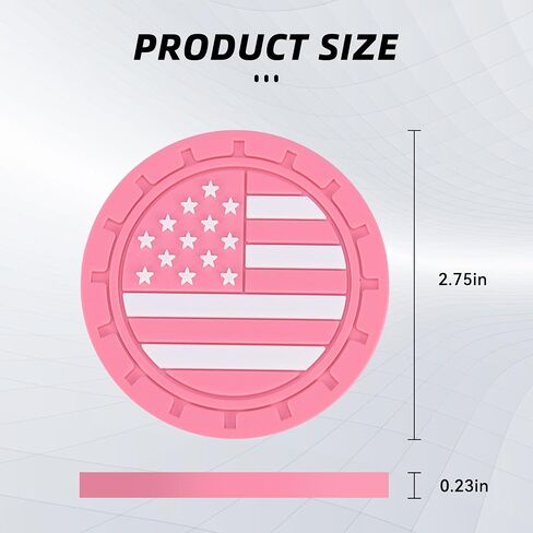 4PCS Car Cup Holder Coasters, 2.75 Inch American Flag Insert Car Cup Coaster, Anti Slip Shockproof Embedded Drink Mat, Car Coasters for Cup Holders, Universal Car Interior Accessories (Black) in Saudi Arabia