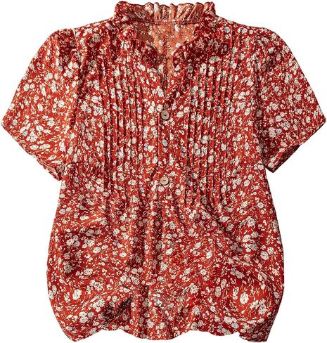 SOLY HUX Women's Plus Size Floral Tops Notched V Neck Puff Short Sleeve Boho Summer Blouse in Saudi Arabia