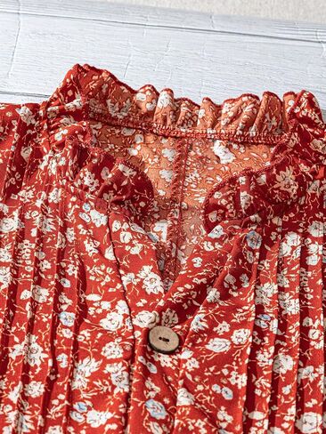 SOLY HUX Women's Plus Size Floral Tops Notched V Neck Puff Short Sleeve Boho Summer Blouse in Saudi Arabia