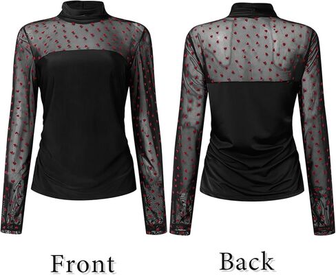 بلوزة نسائية من YOINS بأكمام طويلة وشفافة وشفافة من خلال قميص برقبة وهمية in Kuwait