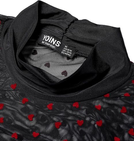 بلوزة نسائية من YOINS بأكمام طويلة وشفافة وشفافة من خلال قميص برقبة وهمية in Kuwait