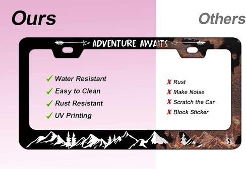 قطعتان من إطار لوحة ترخيص أزهار الكرز الوردي للنساء، إطارات بطاقات سيارة على شكل زهرة وردية اللون للفتيات للمركبة مع ملصق إلكتروستاتيكي غير لاصق in Kuwait