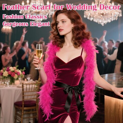 ريشة بوا للحفلات ، عيد الميلاد ، الزفاف المركزية زخرفة الأزياء (43G-ROSE RED) in Kuwait