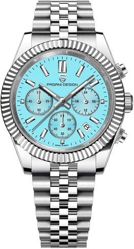 Pagani Design Men's Chronograph Quartz Watch, Stainless Steel Strap, Waterproof, Round Dial with Date Display in Saudi Arabia