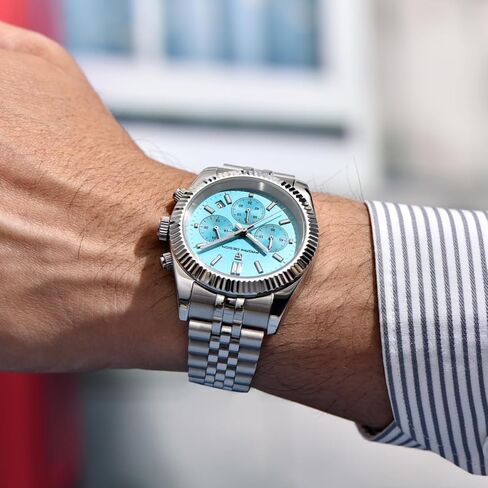 Pagani Design Men's Chronograph Quartz Watch, Stainless Steel Strap, Waterproof, Round Dial with Date Display in Saudi Arabia