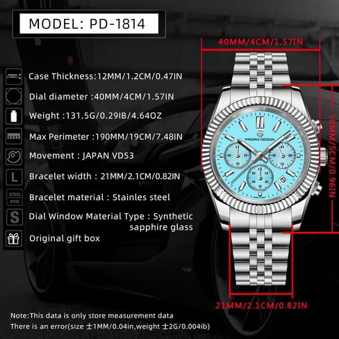 Pagani Design Men's Chronograph Quartz Watch, Stainless Steel Strap, Waterproof, Round Dial with Date Display in Saudi Arabia