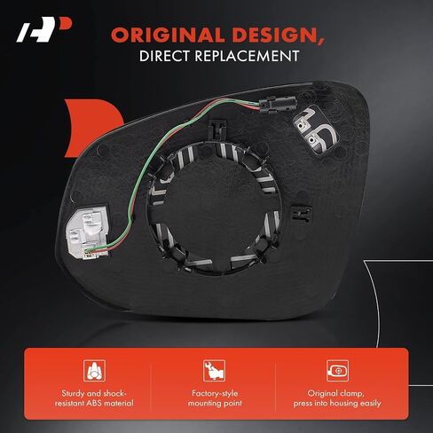 A-Premium Right Passenger Side Heated Mirror Glass with Backing Plate - Compatible with Toyota Highlander 2014-2019 - Exterior Side View Convex Mirror with Blind Spot Detection in Saudi Arabia