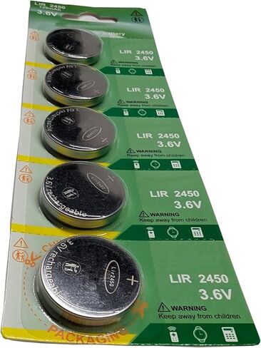 5-Pcs LIR2450 Li-Ion Battery for LIR-2450 Solar Flashlight, Miller Digital Elite Helmet, Clock in Saudi Arabia