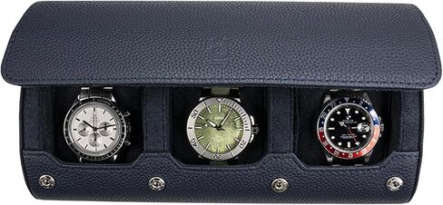 DailyWatch | Watch Roll Travel Case For 1 Watch | Luxury Watch Case In Genuine Black Leather With Soft Velvet Interior | Watch Case Protect, Store, & Display Your Watches | Black Green in Kuwait