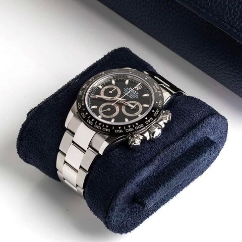 DailyWatch | Watch Roll Travel Case For 1 Watch | Luxury Watch Case In Genuine Black Leather With Soft Velvet Interior | Watch Case Protect, Store, & Display Your Watches | Black Green in Kuwait