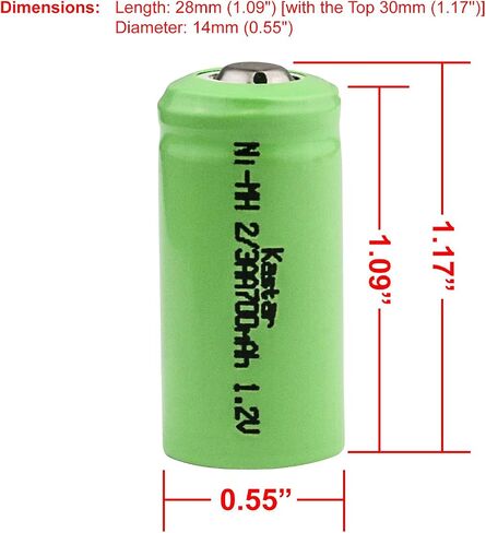 Kastar 5-Pack 2/3AA 1.2V 700mAh Ni-MH Button Top Rechargeable Batteries for High Power Static Applications (Telecoms, UPS and Smart Grid), Electric Mopeds, Meters, Radios, RC Devices, Electric Tools in Saudi Arabia