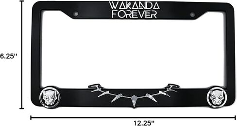 Wakanda Forever 3D Raised License Plate Frame | 1 Pack Car License Plate Cover | Universal US Car Black License Plate Holder | Auto Accessories (Car, Truck and SUV) (Chrome) in Saudi Arabia