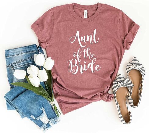 Blue Sand Textiles Aunt of The Bride Shirt. Unisex T-Shirt for Bride's Aunt. Aunt T-Shirt. Wedding Party Shirt. in Kuwait