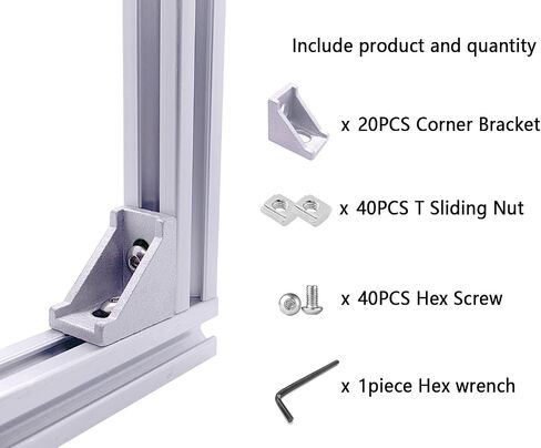 2020 Series 3-Way End Aluminum Extrusion Corner Bracket Tri Connector, 12 Sets, with 48 Screws for 20 T-Slot Extruded Aluminum Profile in Saudi Arabia