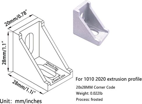 2020 Series 3-Way End Aluminum Extrusion Corner Bracket Tri Connector, 12 Sets, with 48 Screws for 20 T-Slot Extruded Aluminum Profile in Saudi Arabia