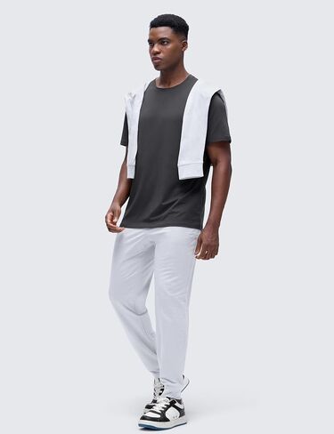 CRZ YOGA Mens Cotton-Blend Short Sleeve Shirts Moisture Wicking Workout Athletic Casual Lightweight Tee Tops Soft Basic T-Shirt Mysterious Grey XX-Large in Saudi Arabia