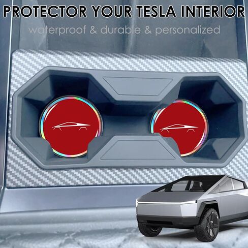 2 حزمة حامل أكواب كوستر متوافق مع Tesla Cybertruck 2024 2025 Cyber ​​Insert الداخلية ملحقات الديكور حامل أكواب الشاحنة حماية ديكور جزء الهدايا لأصحاب Cyberbeast (أسود) in Kuwait