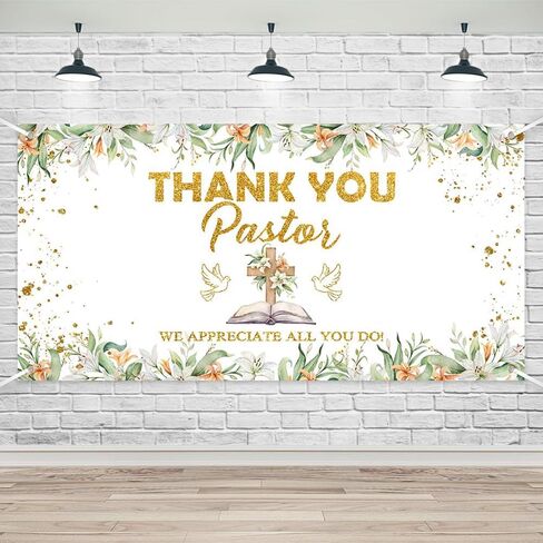 Lofaris Thank You Pastor Banner Pastor Appreciation Party Decorations to Our Pastor We Appreciate You Photo Backdrop 70.8 x 43.3 Inch in Saudi Arabia