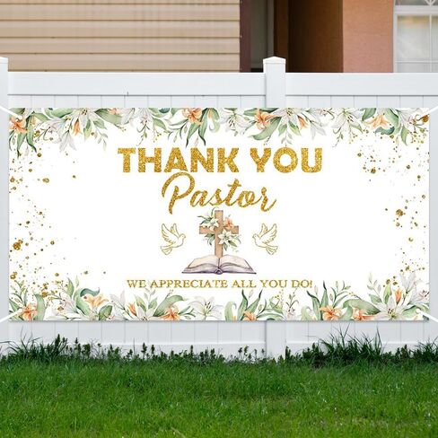 Lofaris Thank You Pastor Banner Pastor Appreciation Party Decorations to Our Pastor We Appreciate You Photo Backdrop 70.8 x 43.3 Inch in Saudi Arabia