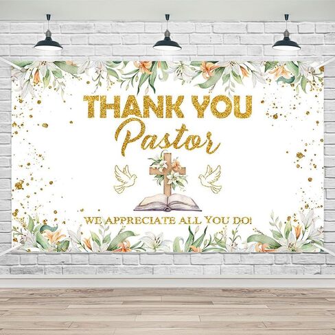 Lofaris Thank You Pastor Banner Pastor Appreciation Party Decorations to Our Pastor We Appreciate You Photo Backdrop 70.8 x 43.3 Inch in Saudi Arabia