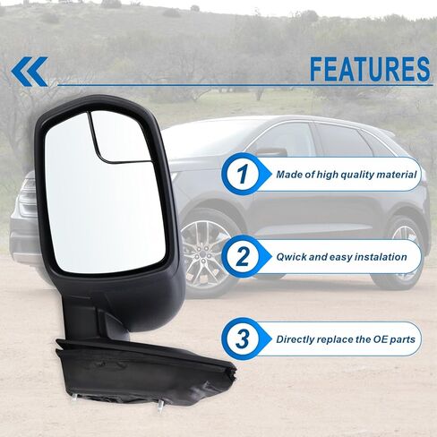 Right Passenger Side Mirror Compatible With 2015 2016 2017 2018 Ford Edge With Manual Folding Power Glass Matte Black Replace#FT4Z17682AA(3Pins) in Saudi Arabia