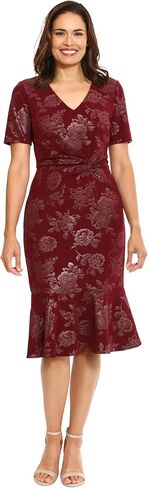 London Times Elegant Short Sleeve V-Neck Flounce Hem Tier | Cocktail Dresses for Women in Saudi Arabia