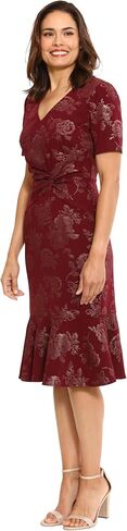 London Times Elegant Short Sleeve V-Neck Flounce Hem Tier | Cocktail Dresses for Women in Saudi Arabia
