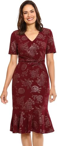London Times Elegant Short Sleeve V-Neck Flounce Hem Tier | Cocktail Dresses for Women in Saudi Arabia