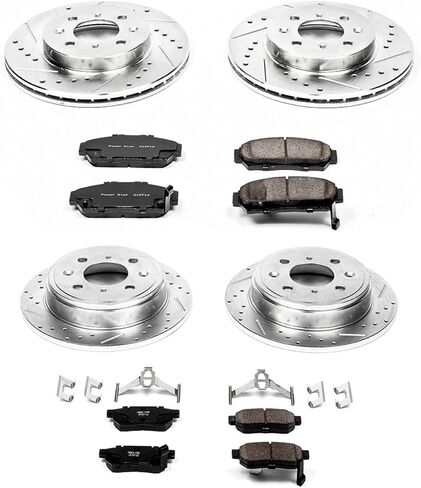 Power Stop K693 Front and Rear Z23 Carbon Fiber Brake Pads with Drilled and Slotted Brake Rotors Kit For 1994-2001 Acura Integra [Base] | 1993-1995 Civic Coupe EX | 1994 1995 Civic Sedan EX, LX in Saudi Arabia