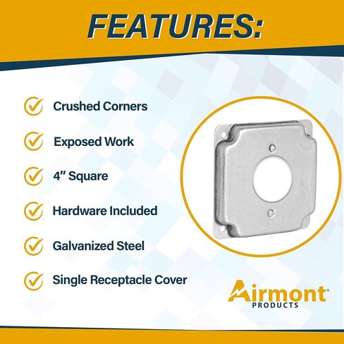 Outlet Box Kit, Includes 4x4'' Drawn Metal Electrical Box, 2 Tamper Resistant 20 Amp Duplex Receptacle Outlets, Duplex Receptacle 4x4'' Cover, Sixteen Knockouts, Green Pigtail Grounding Wire and Screw in Saudi Arabia