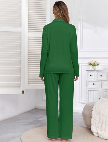 ZAFUL Women's Cotton Pajamas Sets Notch Long Sleeve Sleepwear Button Down Nightwear Soft Pjs Lounge Sets in Saudi Arabia