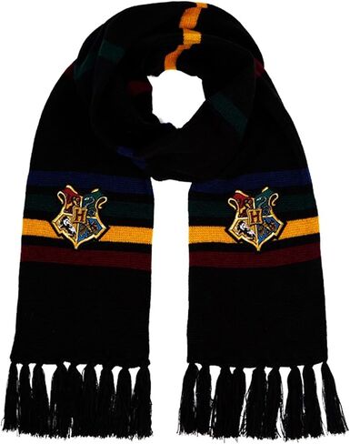 وشاح منسوج من Harry Potter Hogwarts School Crest بألوان منزلية - إكسسوار شتوي أكريليك ناعم مع رقعة مطرزة - جريفندور، سليذرين، رافينكلاو، هافلباف in Kuwait