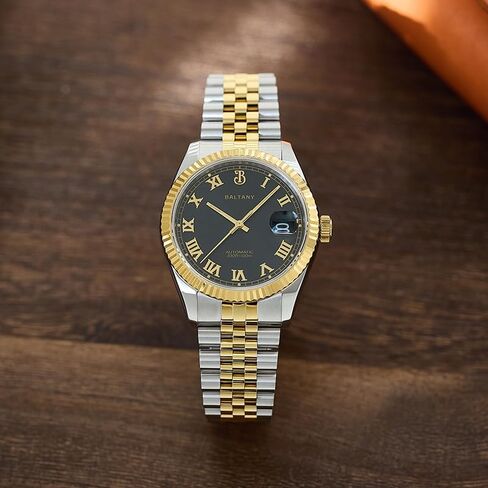 Baltany S4094 ساعات رسمية أوتوماتيكية 39 ملم مع علامات أرقام رومانية، ساعة تاريخ ميكانيكية NH35 مع علامات ساعة مطبقة in Kuwait