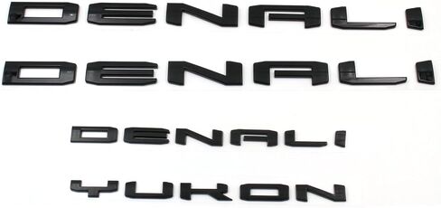 4pcs Door Rear Denali Yukon Emblems Letters Compatible with 2021-2024 Yukon Yukon XL (Gloss Black) in Saudi Arabia