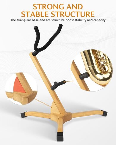 STRICH Saxophone Stand Display Holder For Alto/Tenor Sax, Wooden Sax Floor Stand Holder, Colour beech, SSS-10 in Kuwait