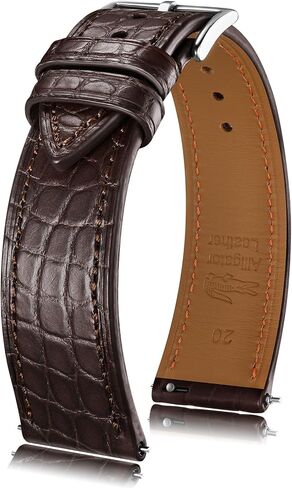 Getalia Genuine Alligator Leather Watch Band, Crocodile Grain Strap with Quick Release, Replacement Watch Strap for Men and Women, 18mm 20mm 22mm in Kuwait