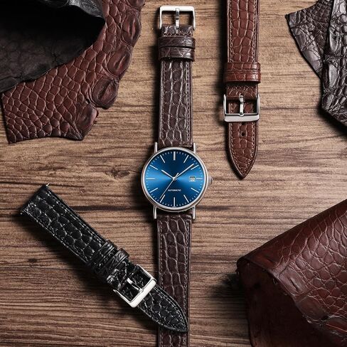 Getalia Genuine Alligator Leather Watch Band, Crocodile Grain Strap with Quick Release, Replacement Watch Strap for Men and Women, 18mm 20mm 22mm in Kuwait