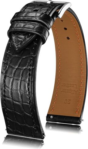 Getalia Genuine Alligator Leather Watch Band, Crocodile Grain Strap with Quick Release, Replacement Watch Strap for Men and Women, 18mm 20mm 22mm in Kuwait